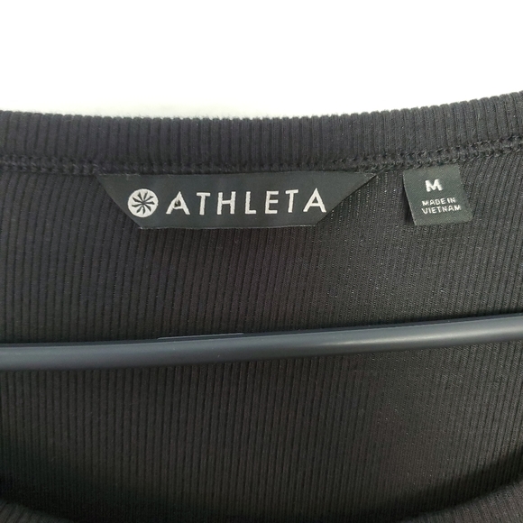 ATHLETA | Black Ribbed Cutout Shoulder Top M - Picture 2 of 3
